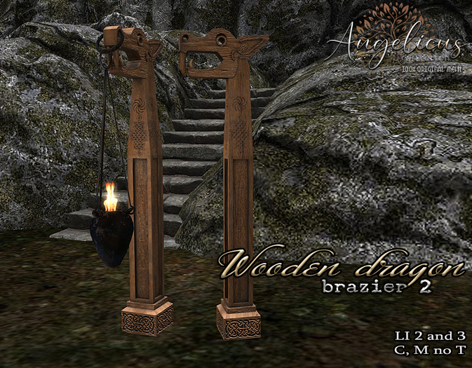 .AngelicUs. wooden dragon  brazier 2 UNPACKER (ADD)