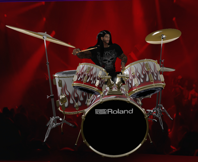 DHA Rolande Drum Kit White Red Flames C/M (Box)