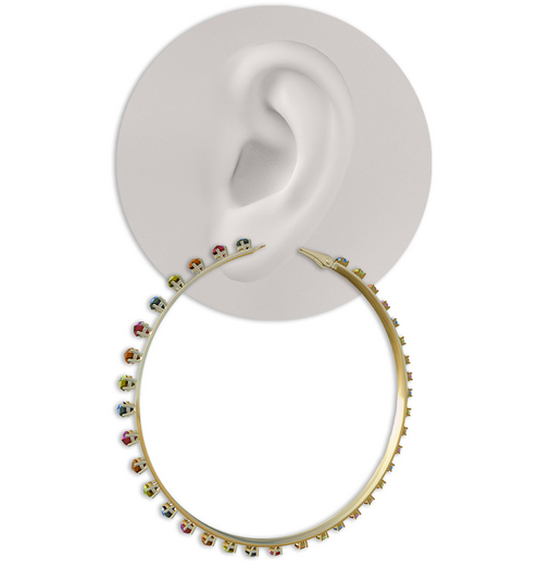 FOI - HOOP EARRINGS MULTI DIAMONDS GOLD