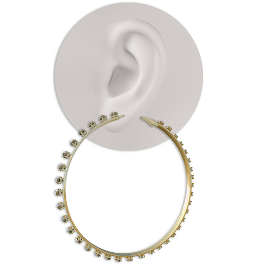 FOI -  HOOP EARRINGS CLEAR DIAMONDS GOLD