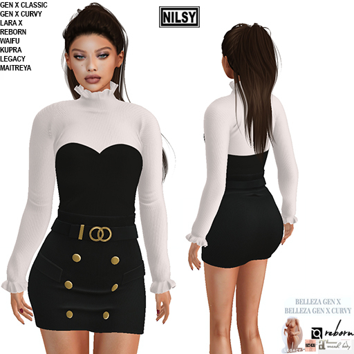 CORSET TOP FRILL NECK OUTFIT