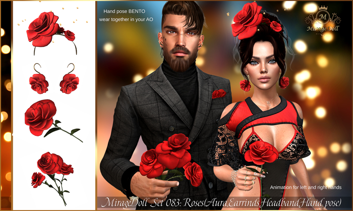 MirageDoll .Set 083: Roses(Aura,Earrinds,Headband,Hand pose)