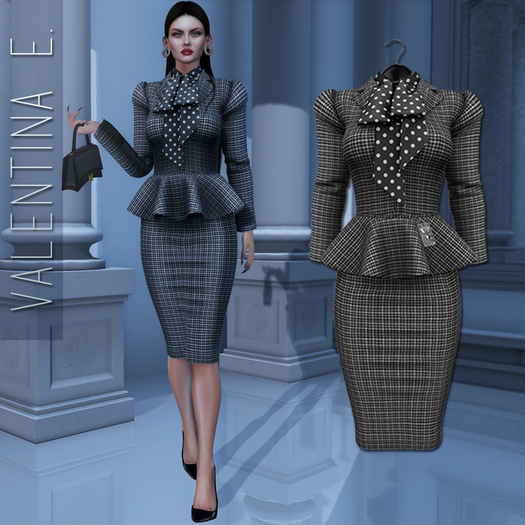 Valentina E. Gracie Tweed Ensemble Grey