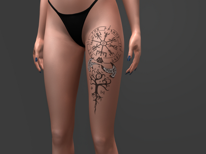 Thigh Runes Tattoo