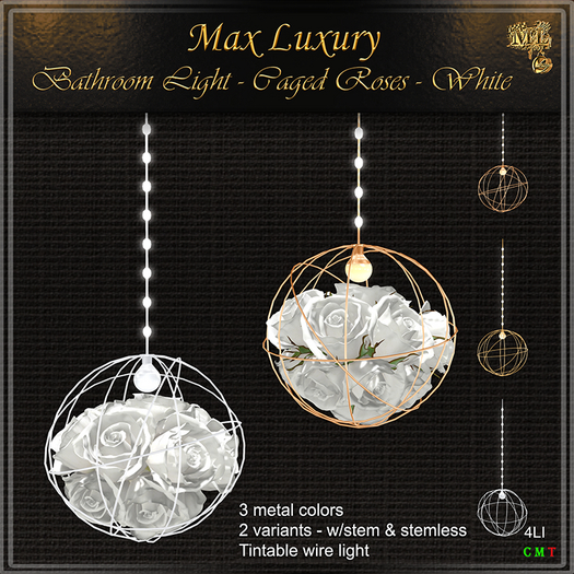 Max Luxury - Bathroom Light - Caged Roses - White