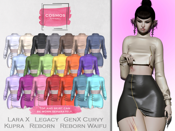 [COSMOS] Ivana Top & Skirt Set Satin / 20 Colors Fatpack Demo