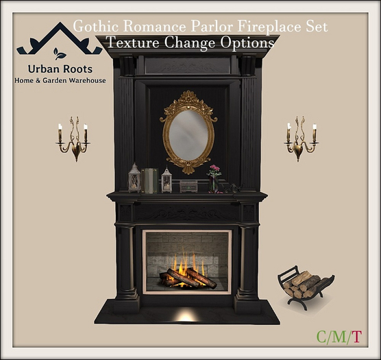 UR Gothic Romance Parlor Fireplace Set