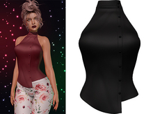 Janissa Button Up Shirt 2.0 [Black] - Maitreya Lara + LaraX • Petite + PetiteX • Legacy • Reborn • GenX