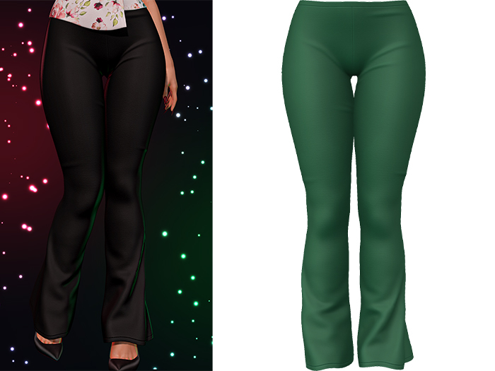 Janissa Flare Pants 2.0 [Emerald Green] - Maitreya Lara + LaraX • Legacy • Reborn • GenX