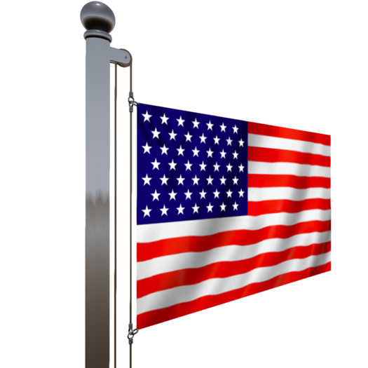 US Flag on Vertical Flag Pole (Highly Detailed)