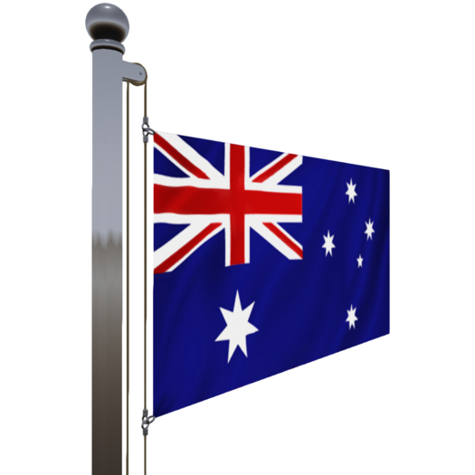 Australian Flag on Vertical Flag Pole (Highly Detailed)