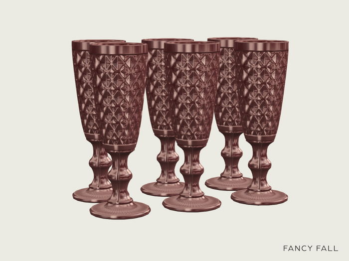 Fancy Fall Camellia Etched Goblets