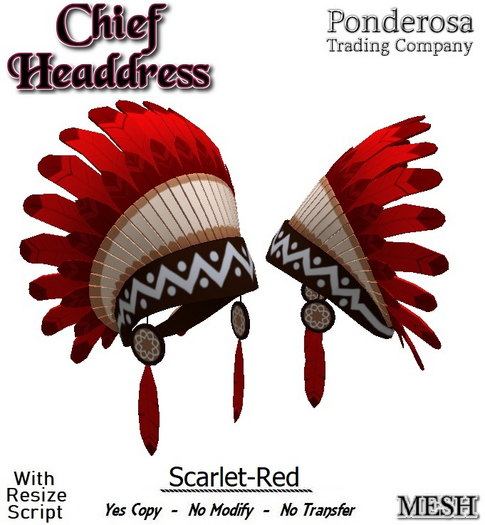 Chief Headdress (PTC) Scarlet-Red