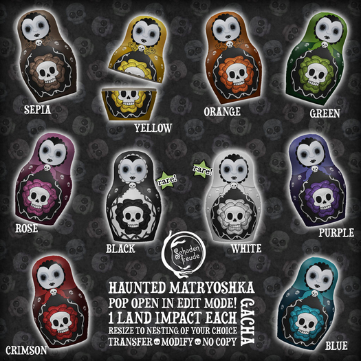 Schadenfreude Black Haunted Matryoshka Doll RARE