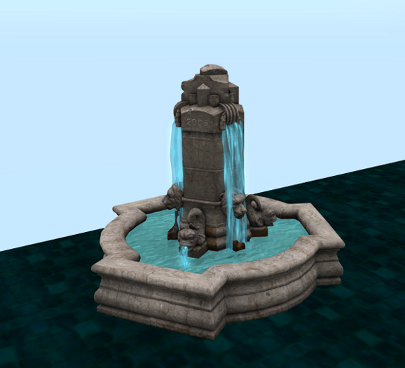 fountain with statues fish lions
