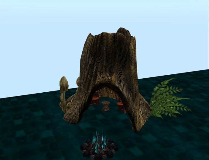 Hollow Trunk w/Mushrms  sits