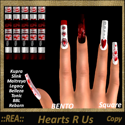 ::REA:: Hearts R US Bento Nails SQ