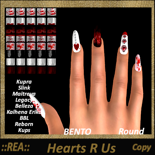 ::REA:: Hearts R Us Bento Nails Round