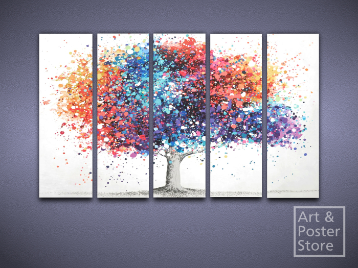 Bright Tree | Wall Decor | 5 Panel Canvas 