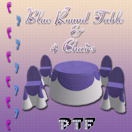 Round Blue Baby Shower Party Table & 4 Chairs set (Tablecloth)