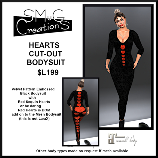 SMug Creations - Hearts Cut-Out Bodysuit
