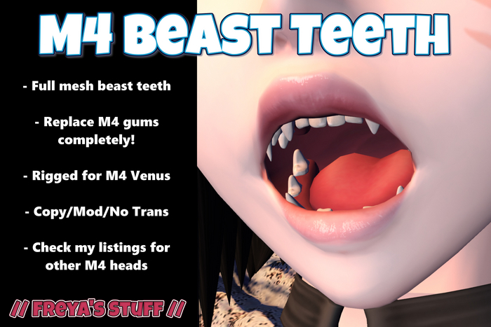 // FREYA'S STUFF // M4 Beast Teeth Venus // Rigged Mesh Canine Teeth