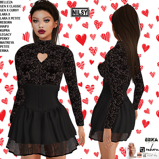 HEART FRONT LACE TOP&RUFFLE SKIRT
