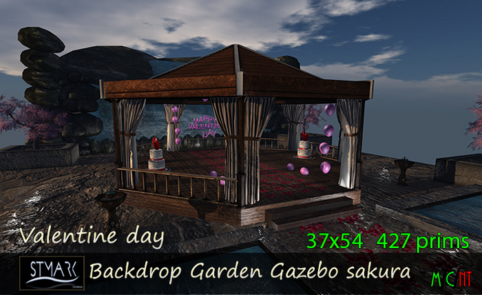 BACKDROP - Garden Gazebo sakura VALENTINE DAY 