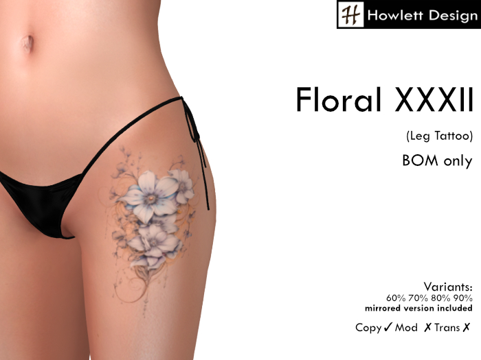 [HDesign] Floral XXXII (Leg Tattoo)
