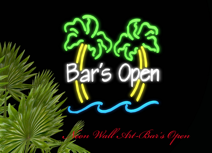 Neon Wall Art-Bar's Open
