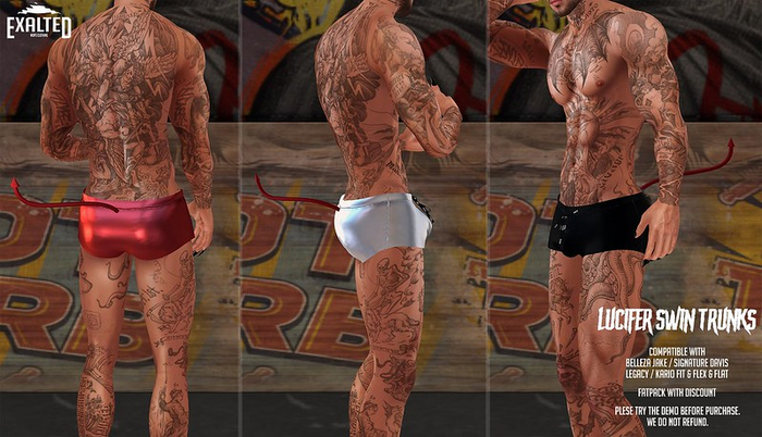 ExalteD - Lucifer Swin Trunks {Bell/Sign/Legacy/Kario} FATPACK
