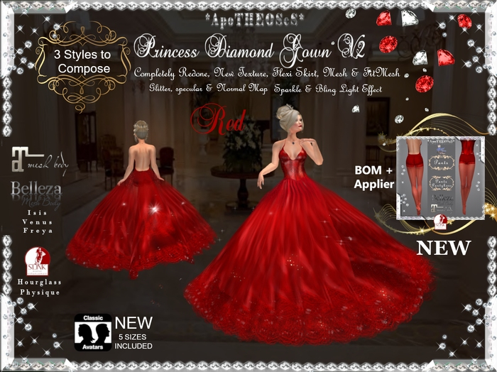 Red Princess Diamond Gown V2