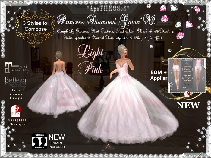 Light Pink Princess Diamond Gown V2
