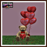Valentine's - Teddy Bear and Balloons - I Love You