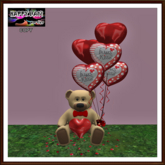 Valentine's - Teddy Bear and Balloons - Hugs and Kisses