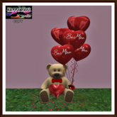 Valentine's - Teddy Bear and Balloons - Be Mine