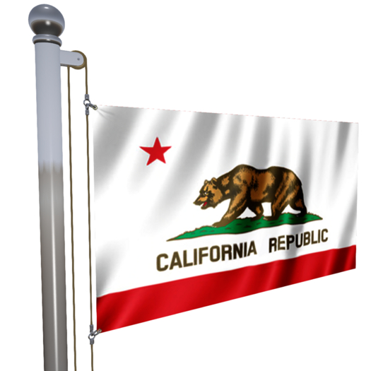 California Flag on Vertical Flag Pole (Highly Detailed)