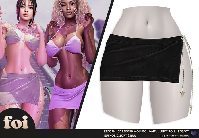 FOI - EUPHORIC SKIRT .  BLK