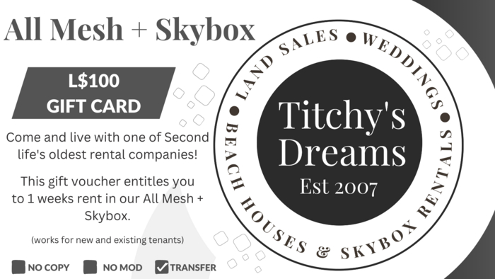 Titchy's Dreams Rentals Gift Card - All Mesh +