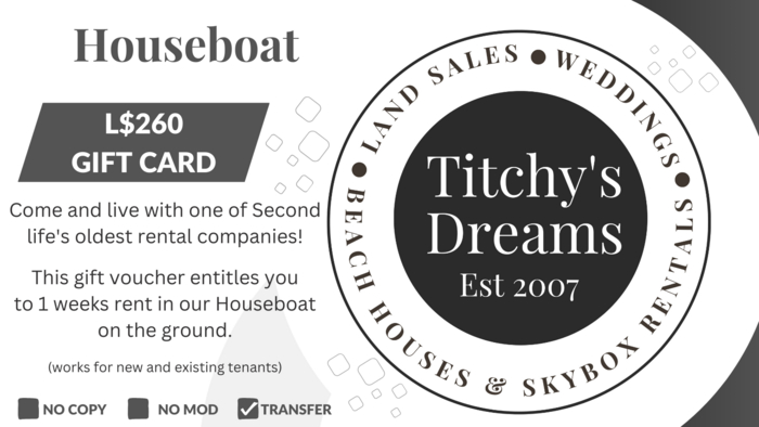 Titchy's Dreams Rentals Gift Card - Houseboat
