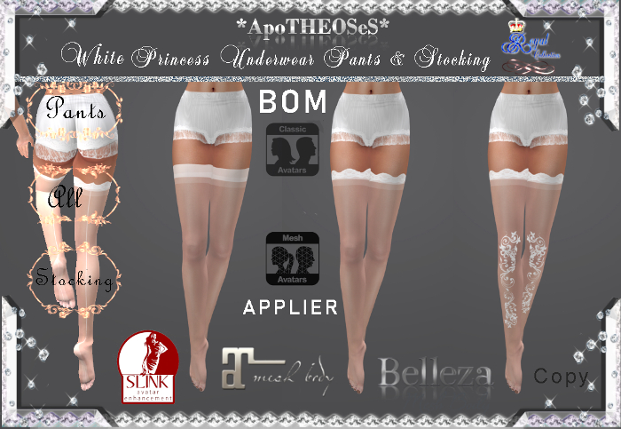 White Princess Underwear Pants & Stocking  ALL
