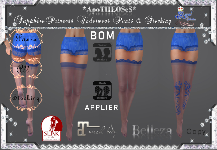 Sapphire  Princess Underwear Pants & Stocking  ALL