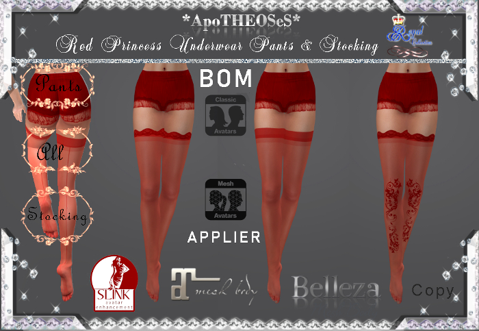 Red Princess Underwear Pants & Stocking  ALL