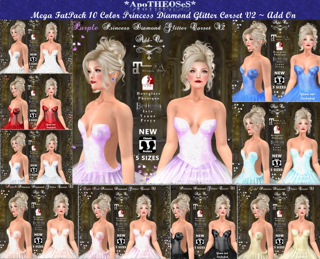MEGA FATPACK 10 color Princess Diamond Glitter Corset V2