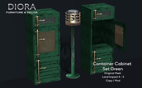 Second Life Marketplace - DIORA Container Cabinet Set Green [PG]