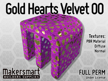 PBR Materials: Fabric Velvet Gold Hearts 00