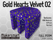 PBR Materials: Fabric Velvet Gold Hearts 02