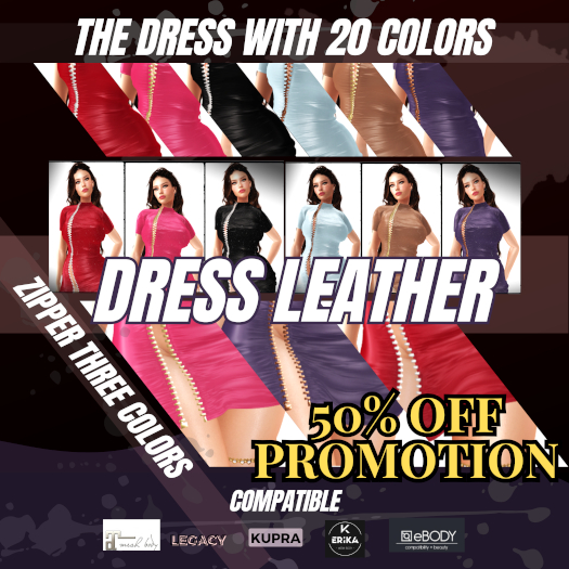 ZIPPER LEATHER DRESS! For Kupra, Legacy, Legacy Perky, Maitreya, Reborn, Reborn waifus and Erika  - UNPACK