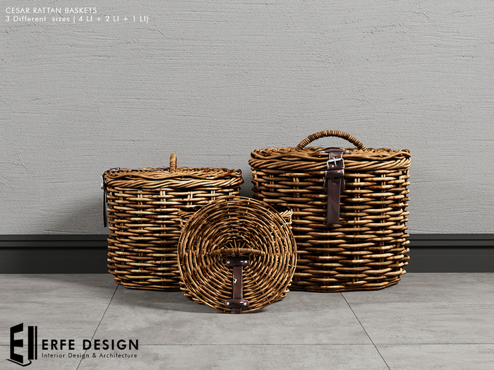 Cesar Rattan Basket 3 Pcs  [Erfe Design] PACK