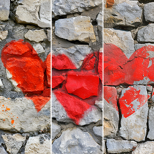 3pc 3D Red heart on stone wall seamless *Full Perm*